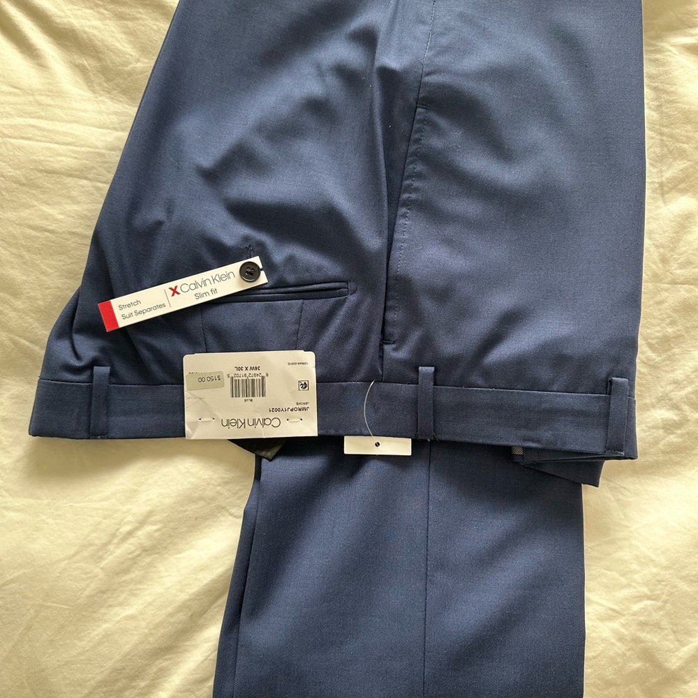 Calvin Klein Mens Jerome Stretch Suit Pants - Blue, 36x30